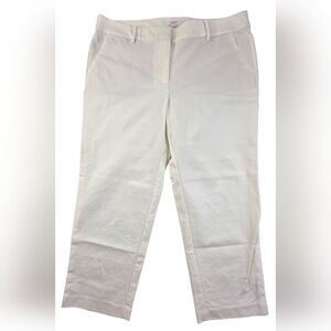 LOFT 12P Off White Crop Trousers Stretch 1513-B